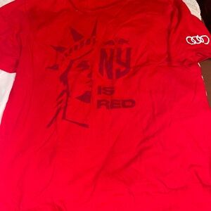 Audi NY is Red logo Statue of Liberty Grapic Red Men's Shirt Large